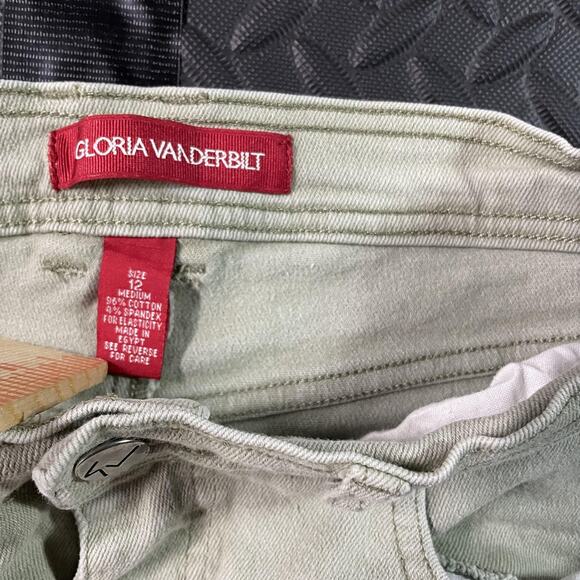 Gloria Vanderbilt Jeans Womens 12 Green Stretch Straight Leg Five Pocket Denim - Picture 2 of 10